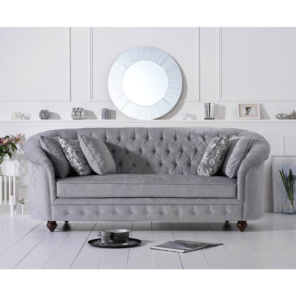 Emma Chesterfield Grey Three Seater Sofa