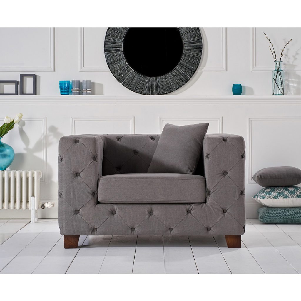 Harrison Chesterfield Grey Fabric Armchair FADS