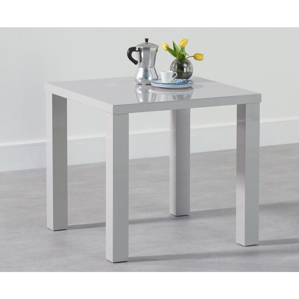 Luna 80 cm square gloss dining table light grey