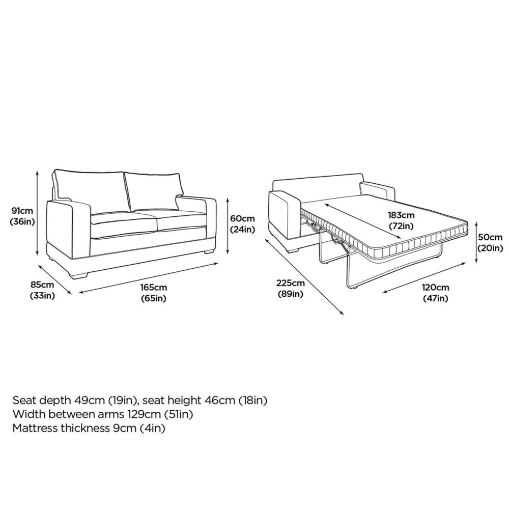 Modern Pocket Sofa Bed Dimensions
