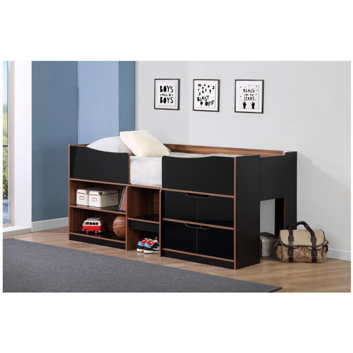 Paddington Cabin Bed Single Walnut & Black | FADS