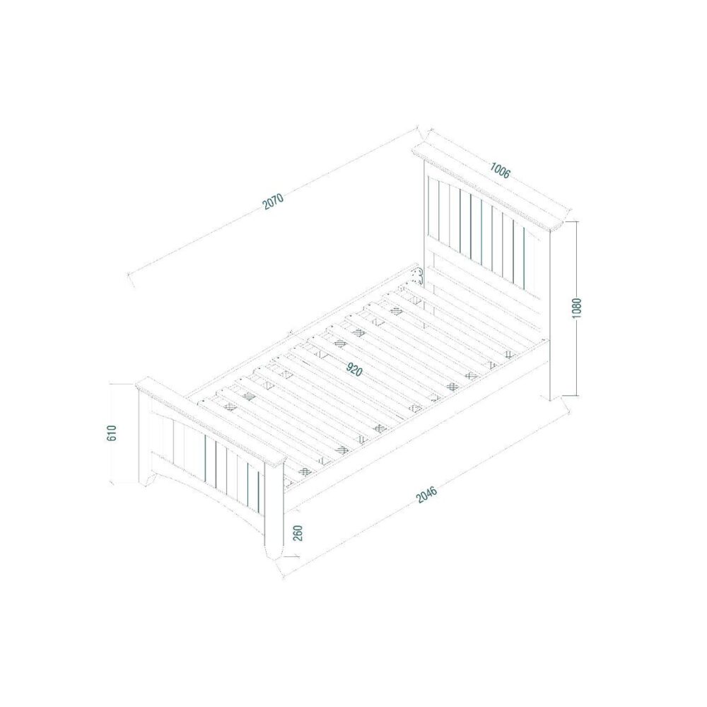 Willow White Single Bed Dimensions