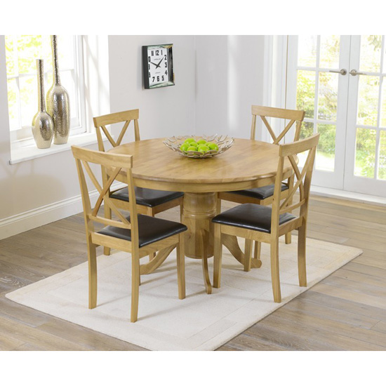 Ashley Round Pedestal Dining Table 4, Solid Wood Round Kitchen Table And Chairs