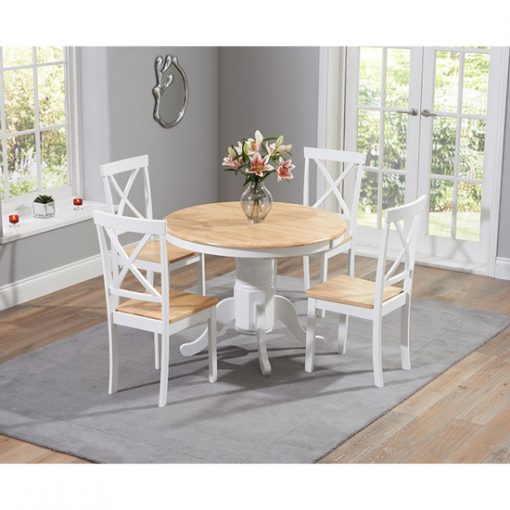 Ashley Round Dining Table Set 4 Seat Oak FADS