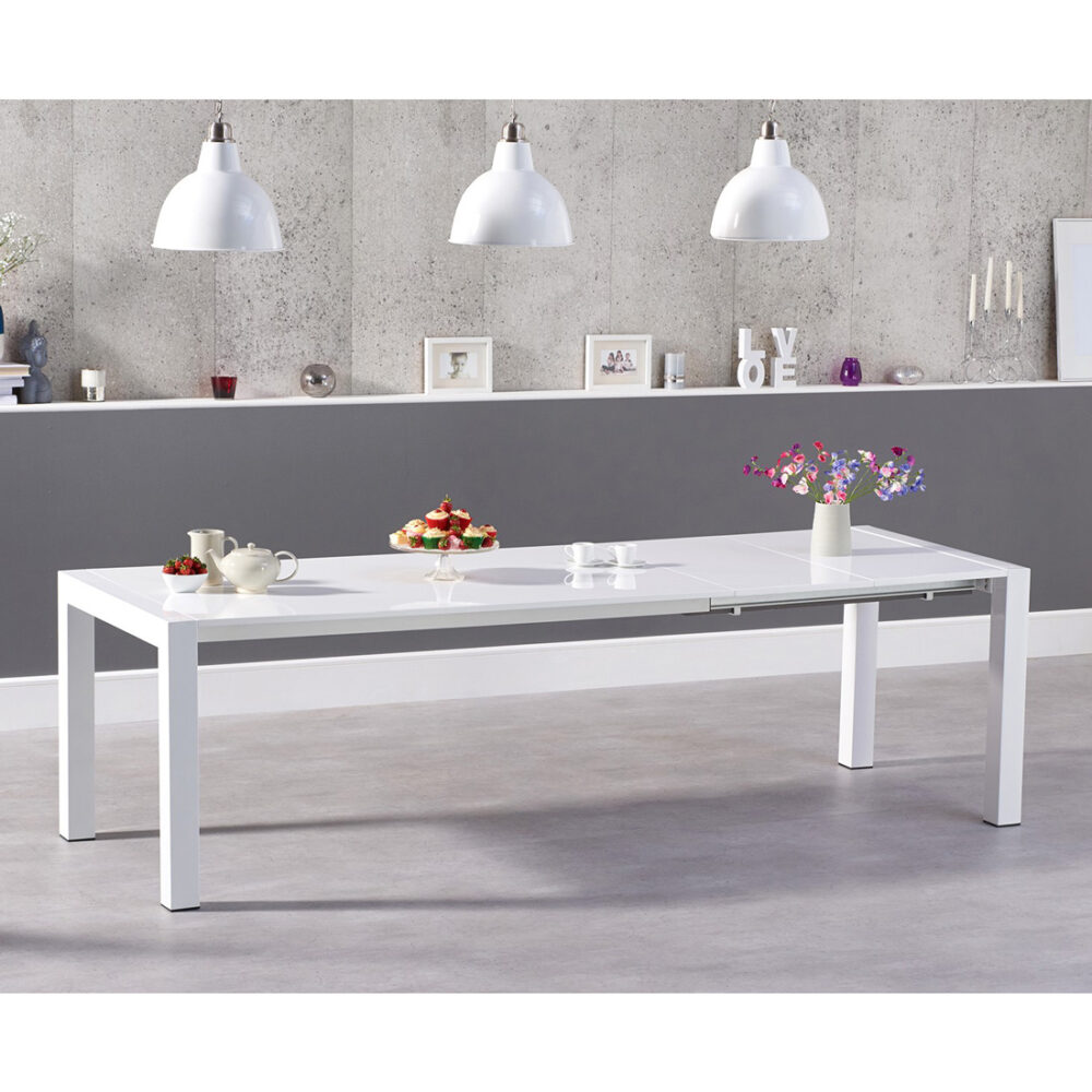 Henry extending white high gloss dining table 174-264 cm