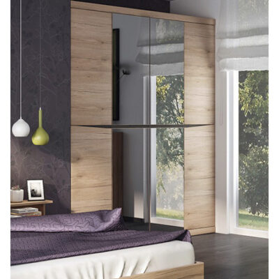 Metro-4-door-wardobe--2-mirror-doors-oak-set