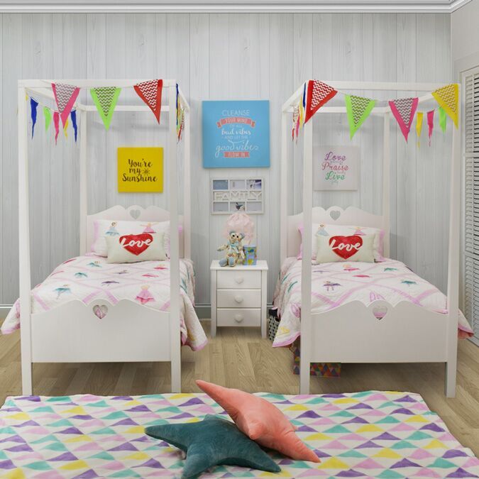 Children's 4 poster shop single beds