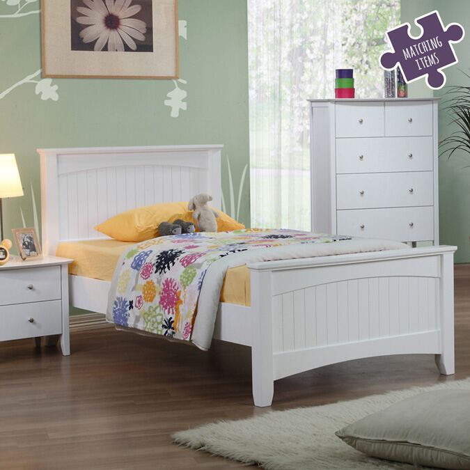 childrens white single bed