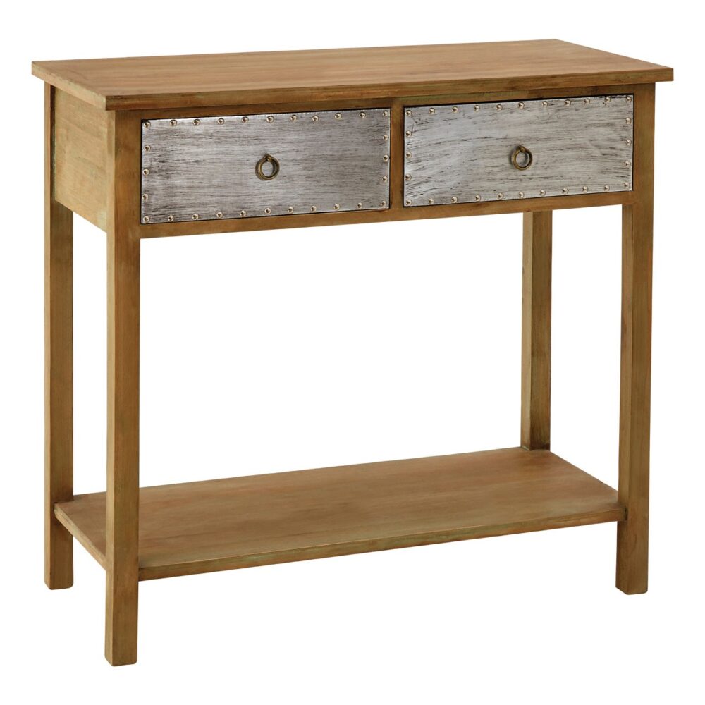Kingston Tile Top Console Table in Distressed Waxed Pine FADS