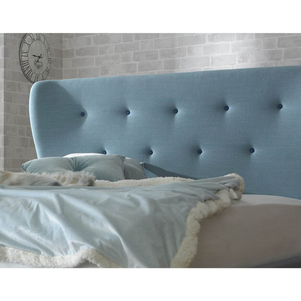 Camille Duck Egg Blue Fabric Bed Frame Headboard
