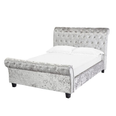 Isabella Silver Crushed Velvet Bed Frame