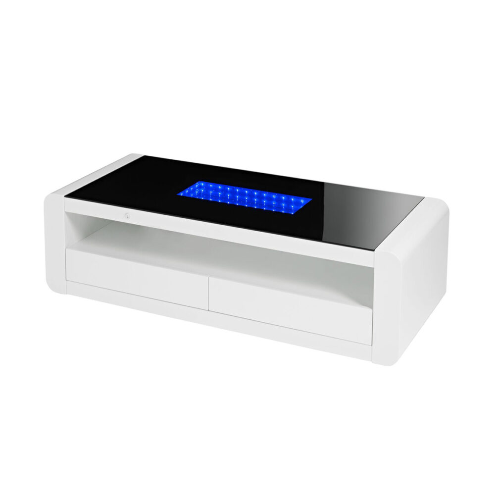 Milano White Gloss TV Unit Subtle Blue LED Underlighting FADS