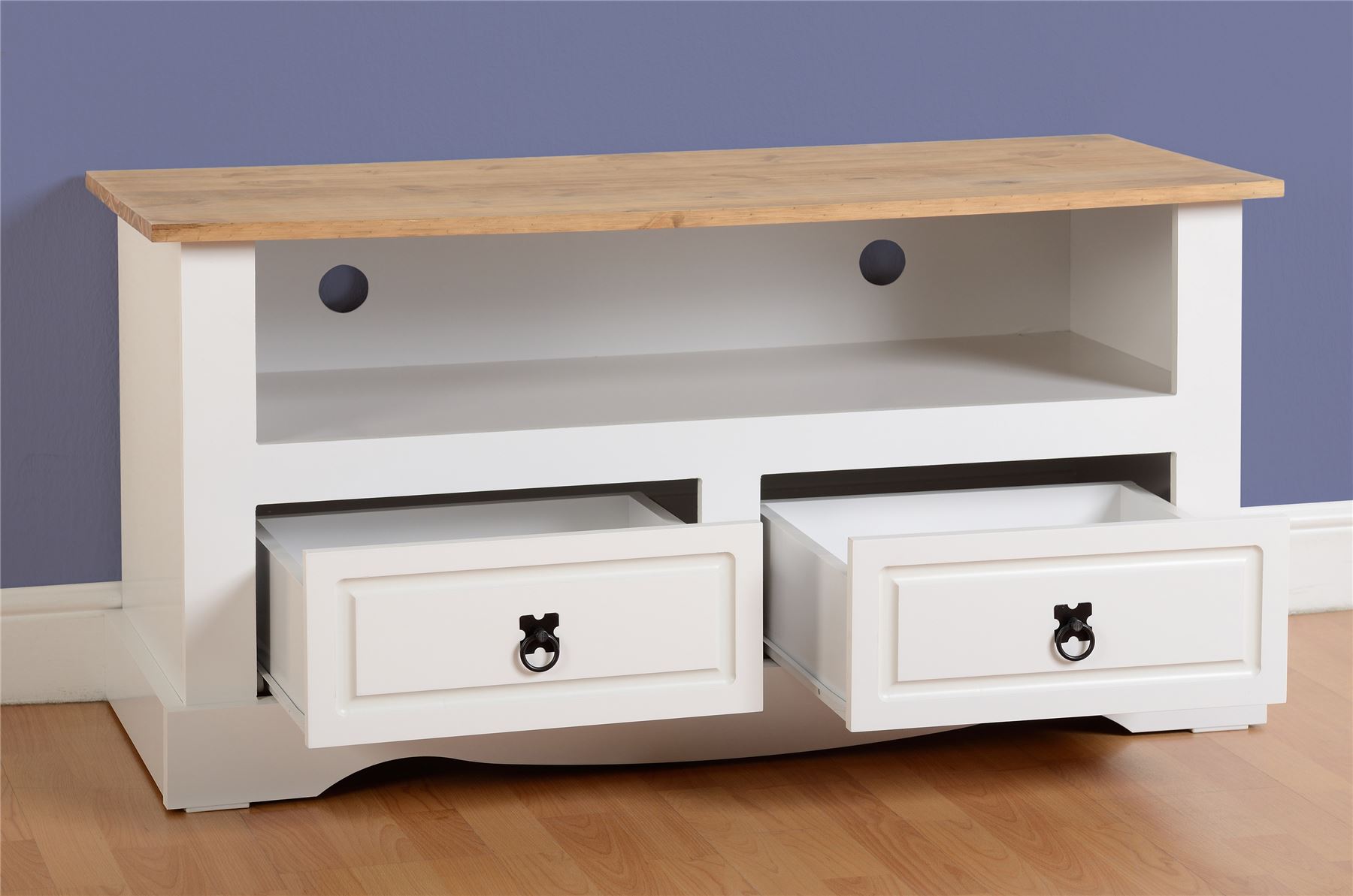 Corona White TV Unit 2 Drawers Living Furniture FADS