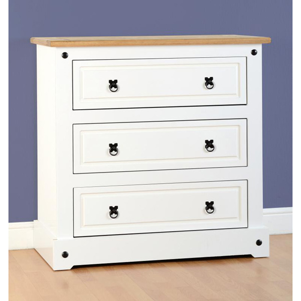 corona white 3 drawer chest
