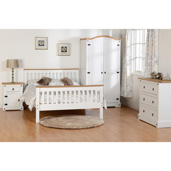 Corona White Bedside Bedroom Furniture FADS
