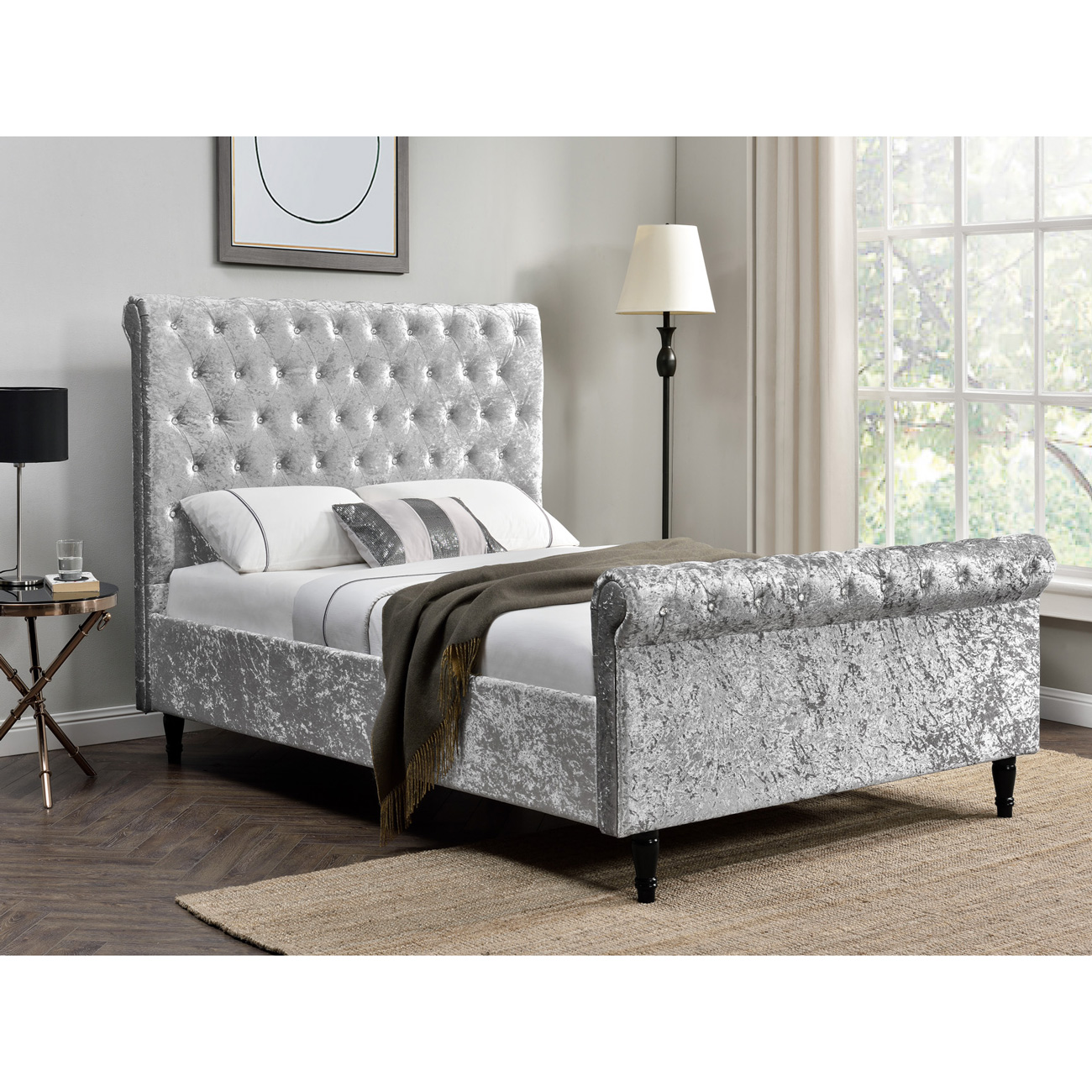 Dione Bed Frame Crushed Velvet Double, King & Super King | FADS