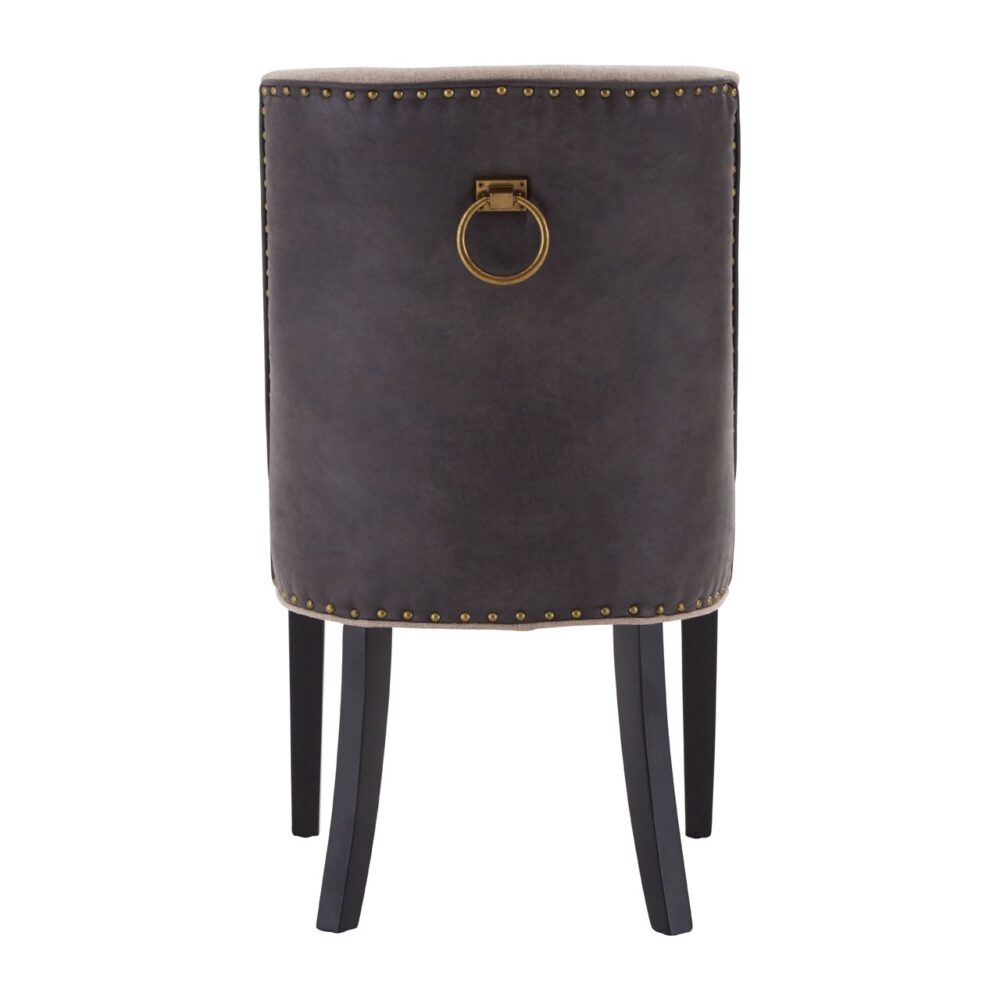 Rodeo Dining Chair Beige Fabric Brown Faux Leather 3