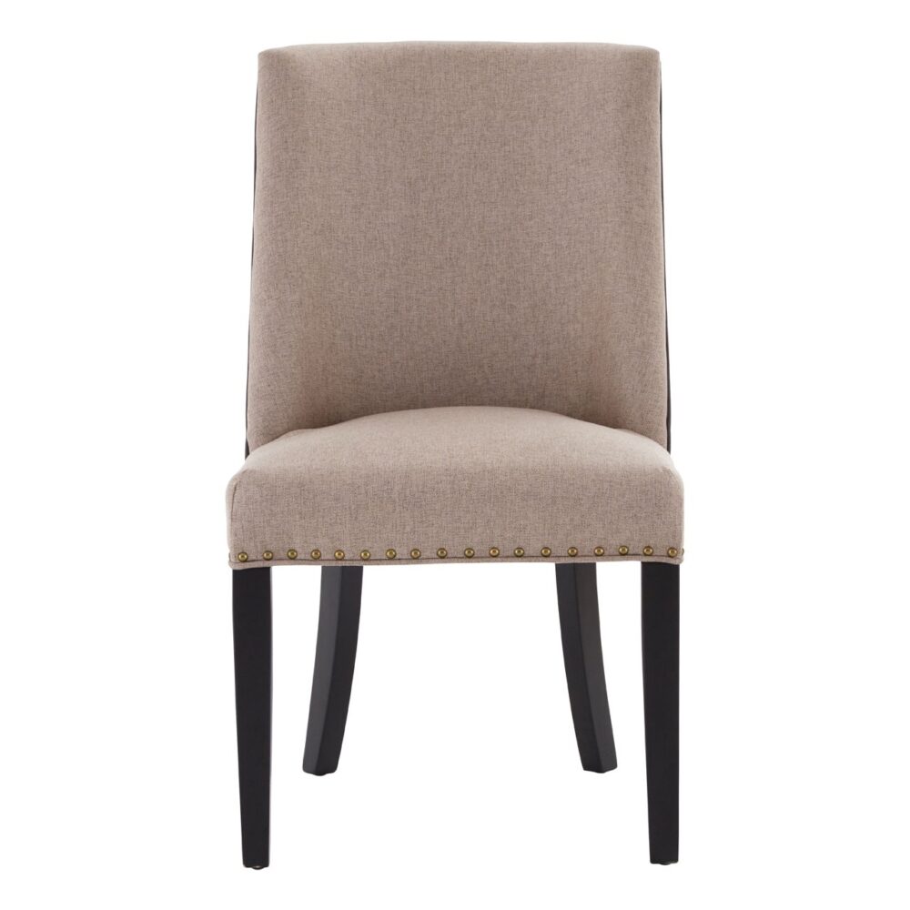 Rodeo Dining Chair Beige Fabric Brown Faux Leather 5