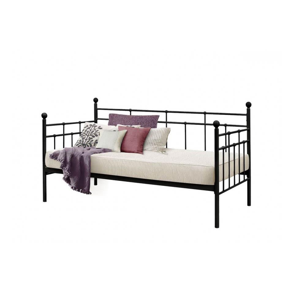 Lille Metal Daybed & Optional Trundle (Various Colours Available) (Bed Colour: Black, Options: Daybed Only)
