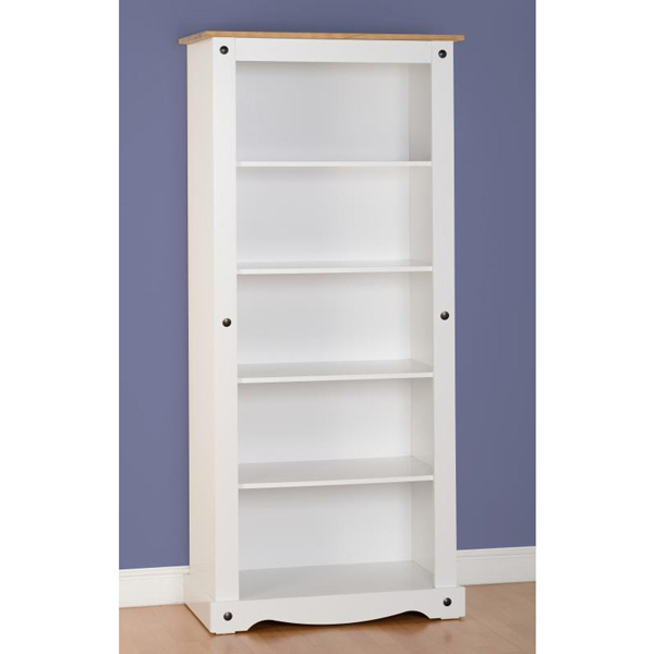 corona white tall bookcase
