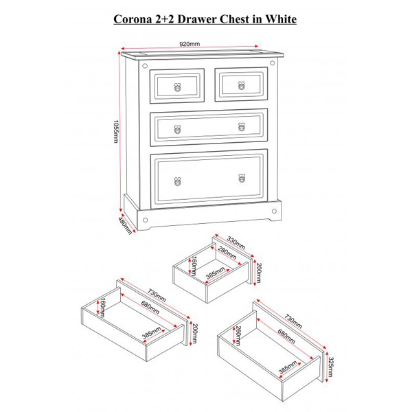 Corona White Trio Bedroom Set Bedroom Furniture FADS