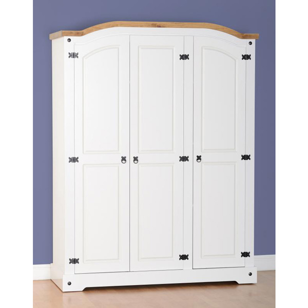 Corona White 3 Door Wardrobe Bedroom Furniture FADS