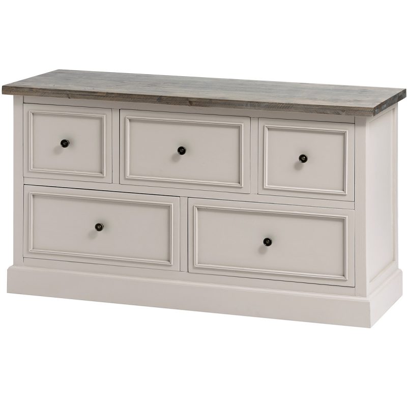 Studley 5 Drawer Low Chest Mushroom Grey FADS