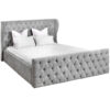 Silver Button Pressed King Size Bed