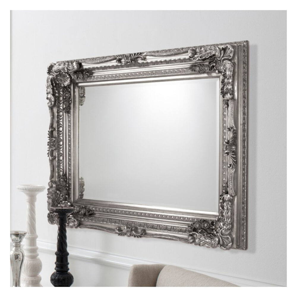 Small Carved Louis Mirror Silver