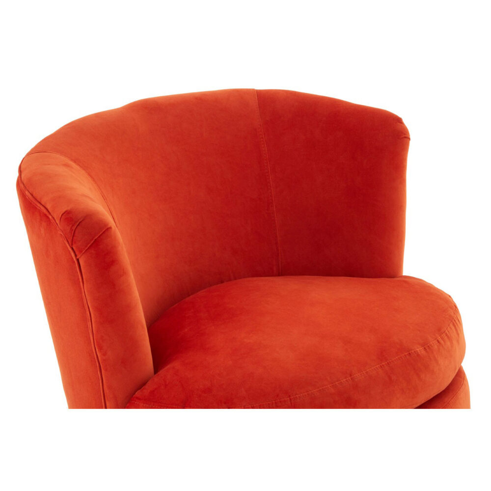 Orange Plush Velvet Round Armchair