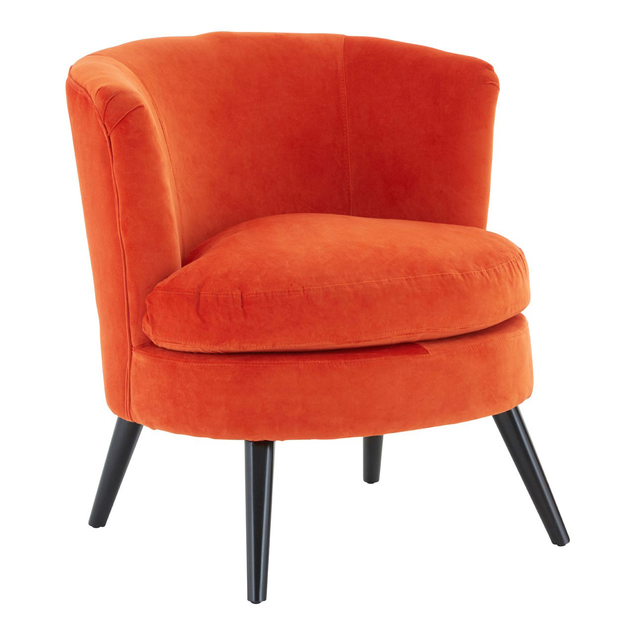 Orange Plush Velvet Round Armchair