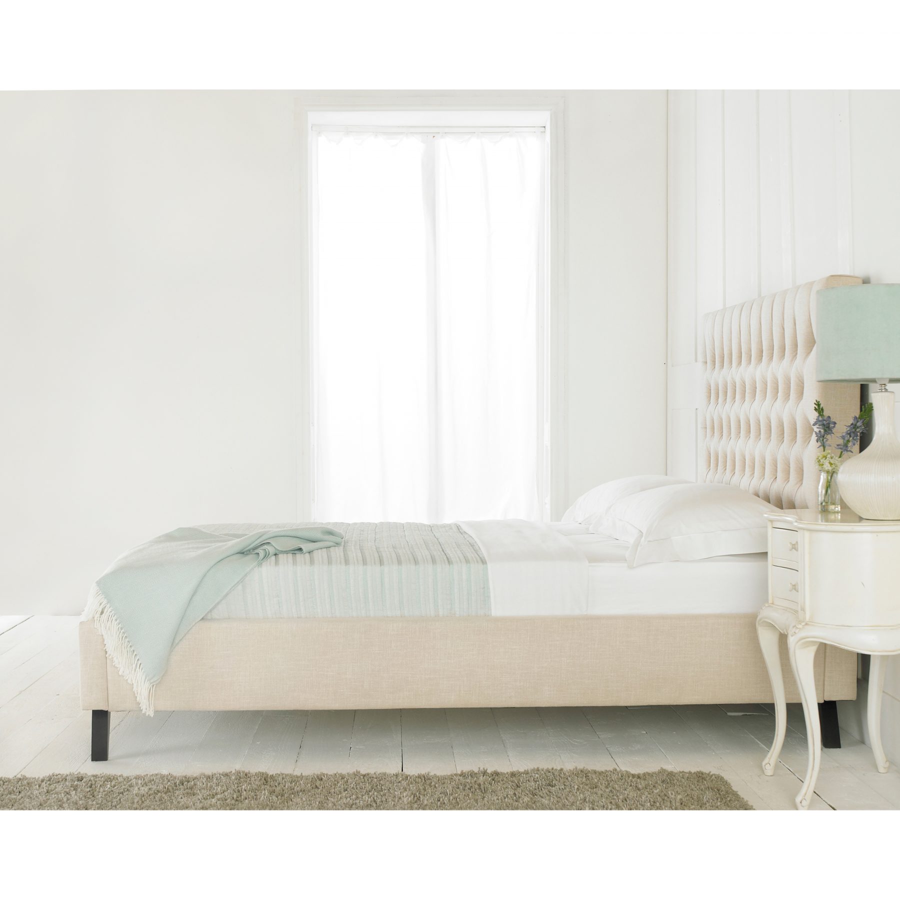 Sandringham Ivory Bed Frame Linen Fabric Beds FADS