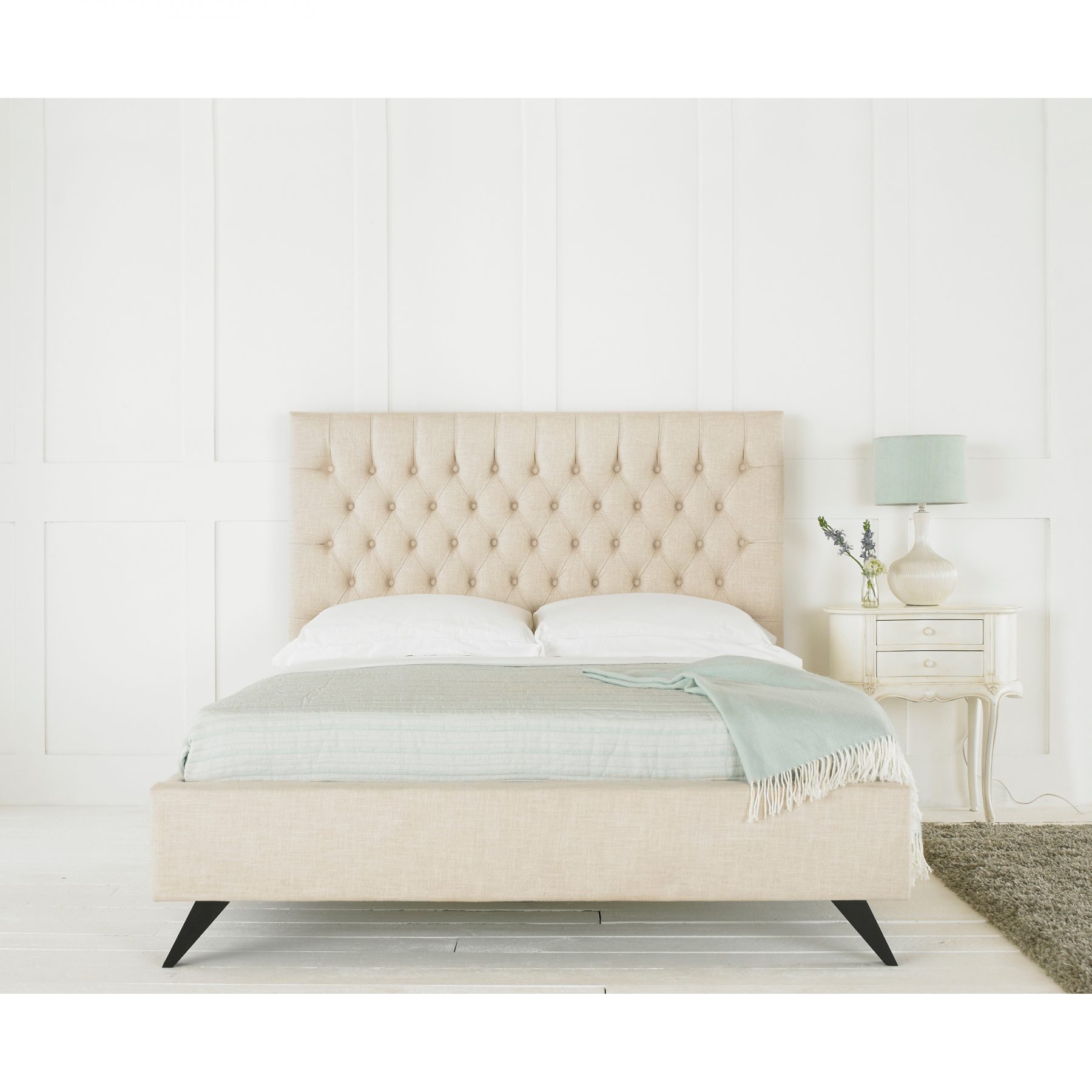 Sandringham Ivory Bed Frame Linen Fabric Beds Fads