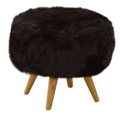 Cabaret Soft Faux Fur Stool Black