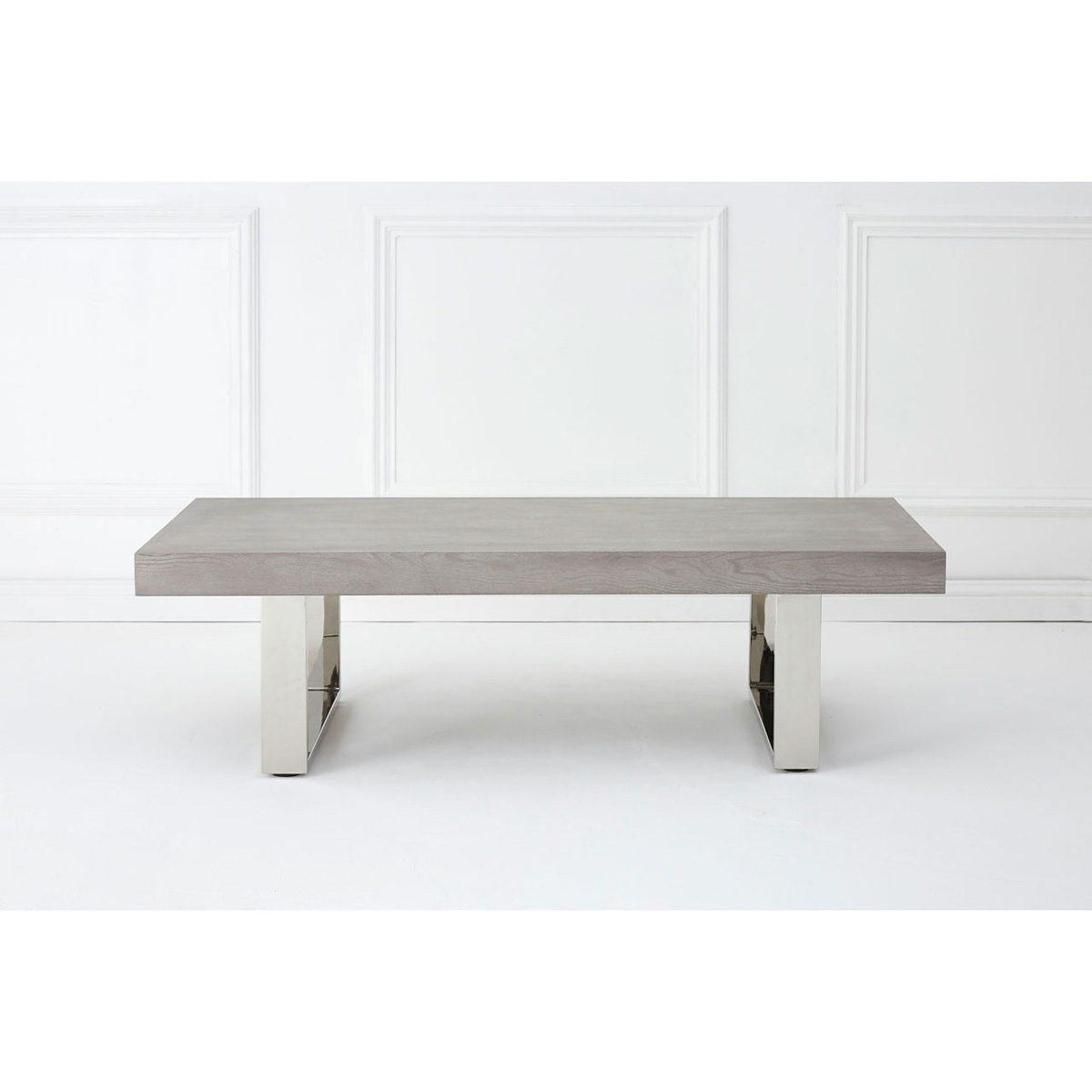 Grey Elm Wood Coffee Table Stainless Steel Legs FADS