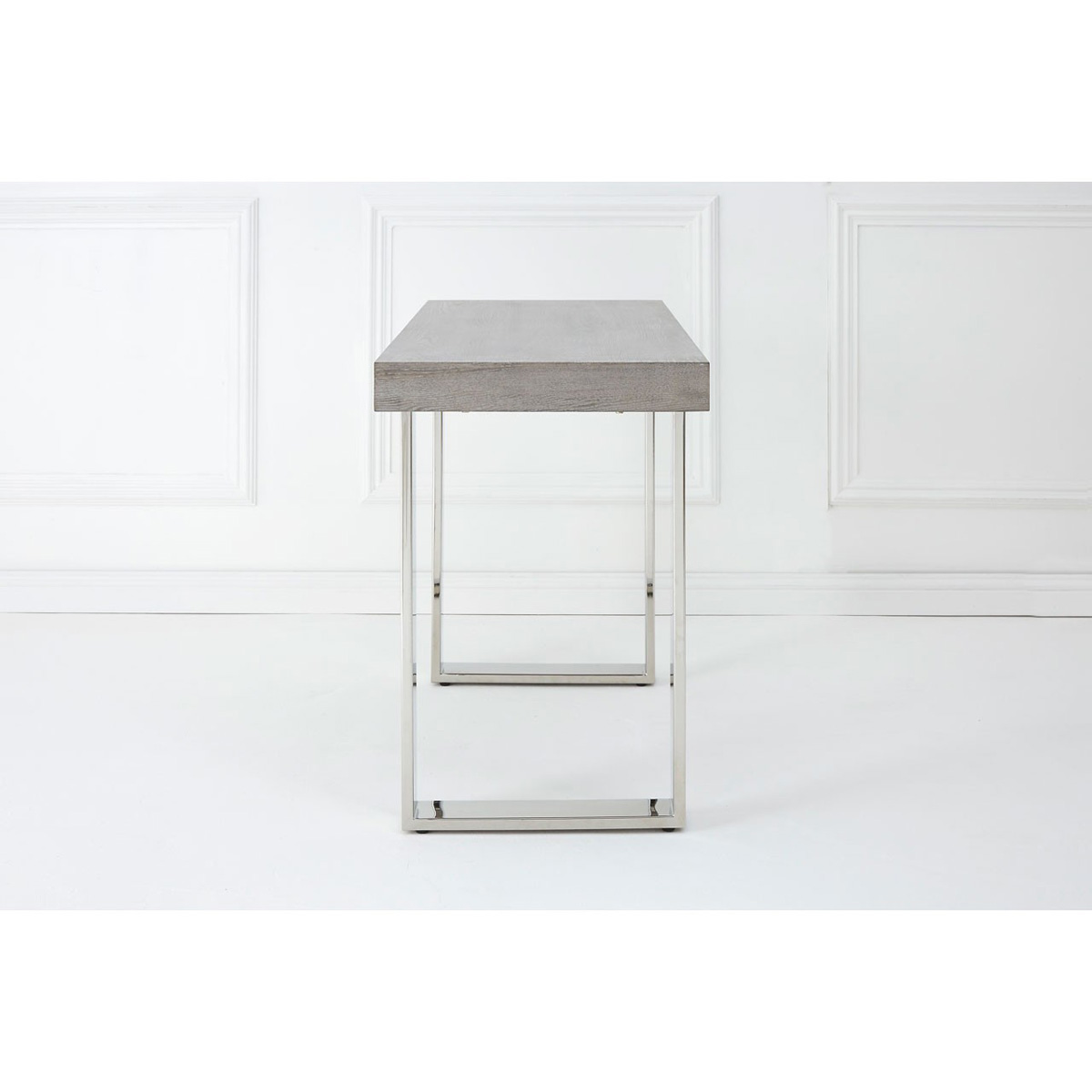 Grey Elm Wood Console Table Stainless Steel Legs FADS