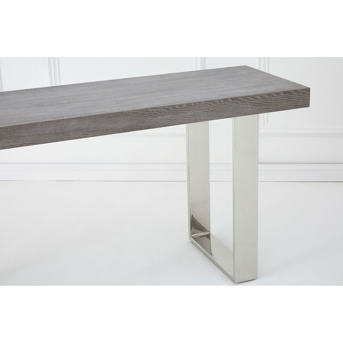 Grey Elm Wood Console Table Stainless Steel Legs FADS