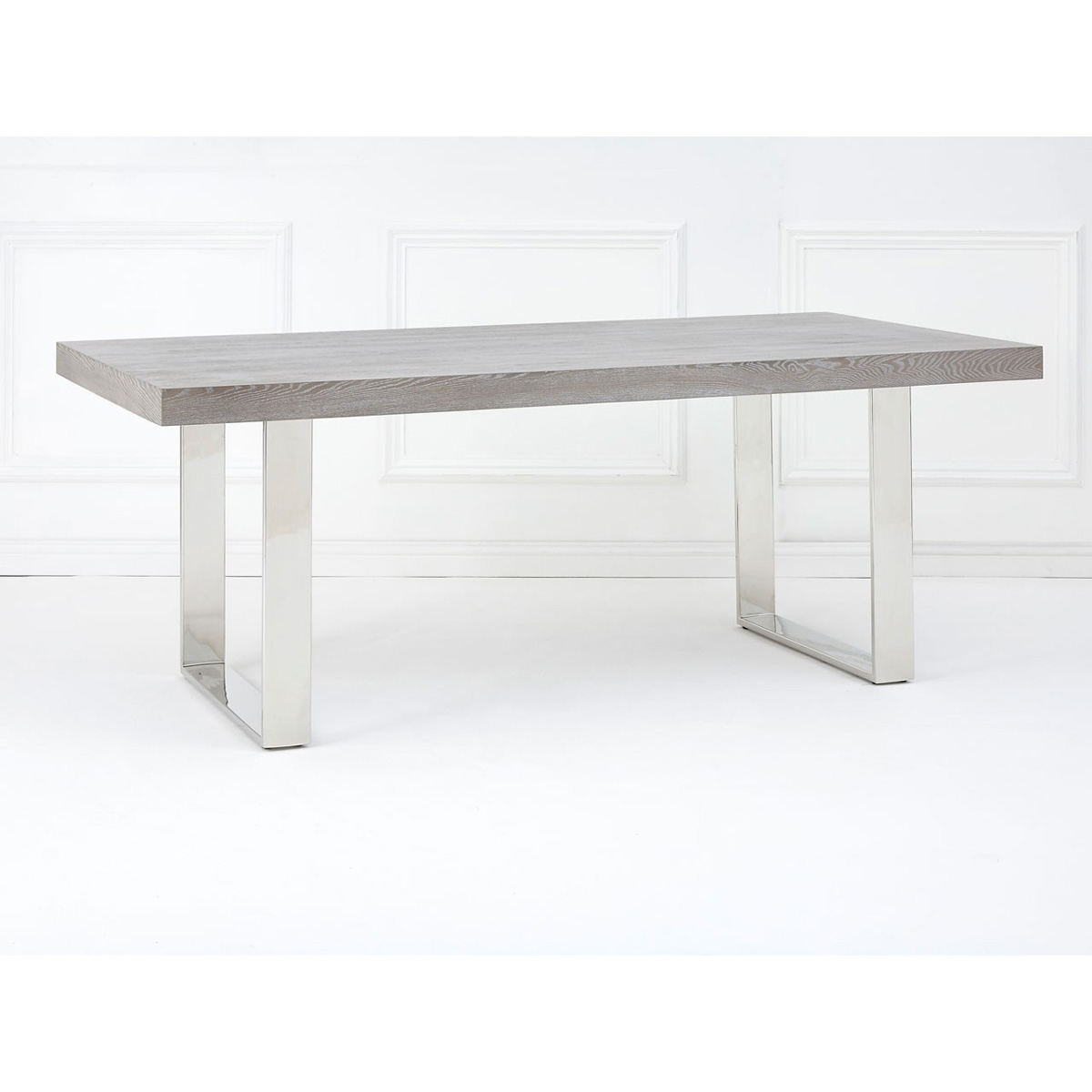 Wood table with stainless on sale steel legs