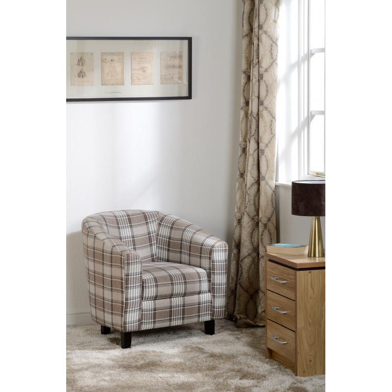 Hammond Fabric Tub Chair Grey Brown Lifestyle