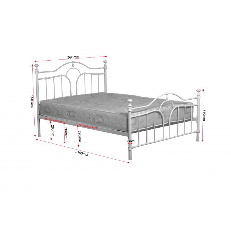 Keswick Cream Metal Bed Frame Single, Single Metal Bed Frame Dimensions