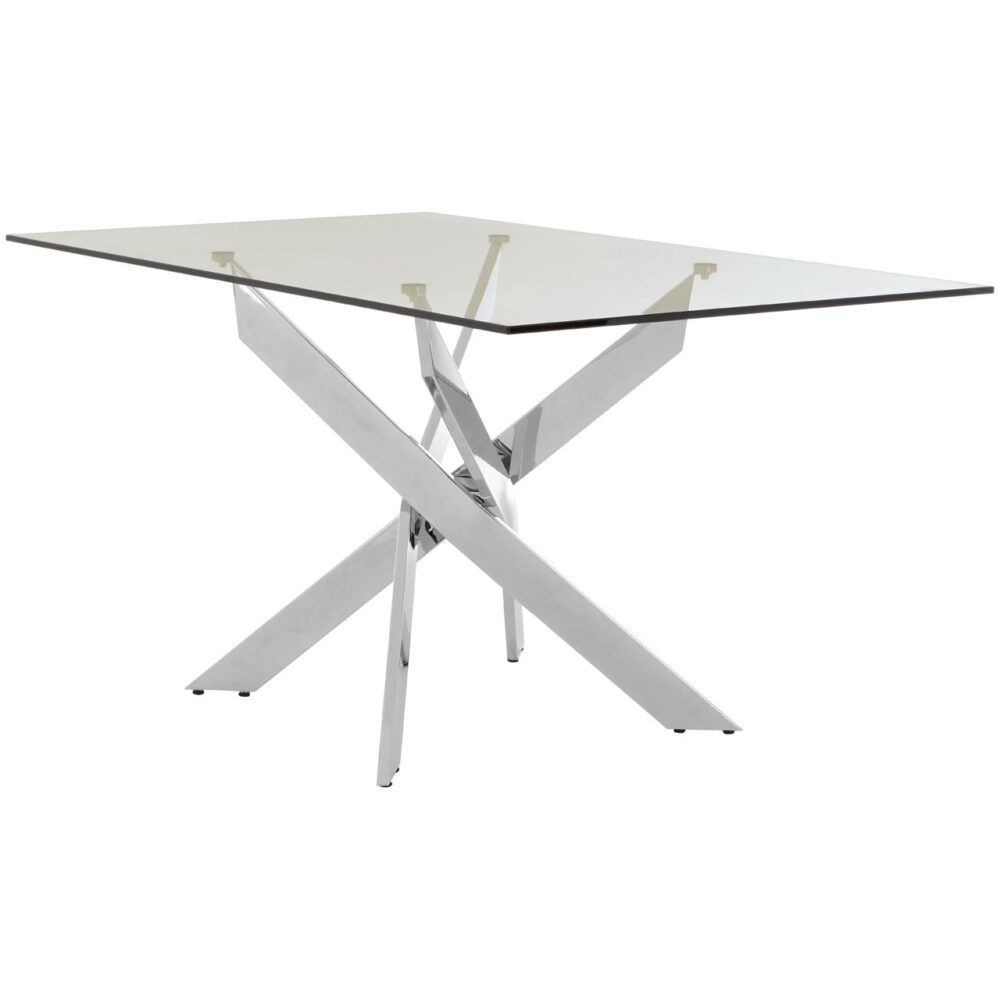 Clear Glass Chrome Dining Table Allure 1
