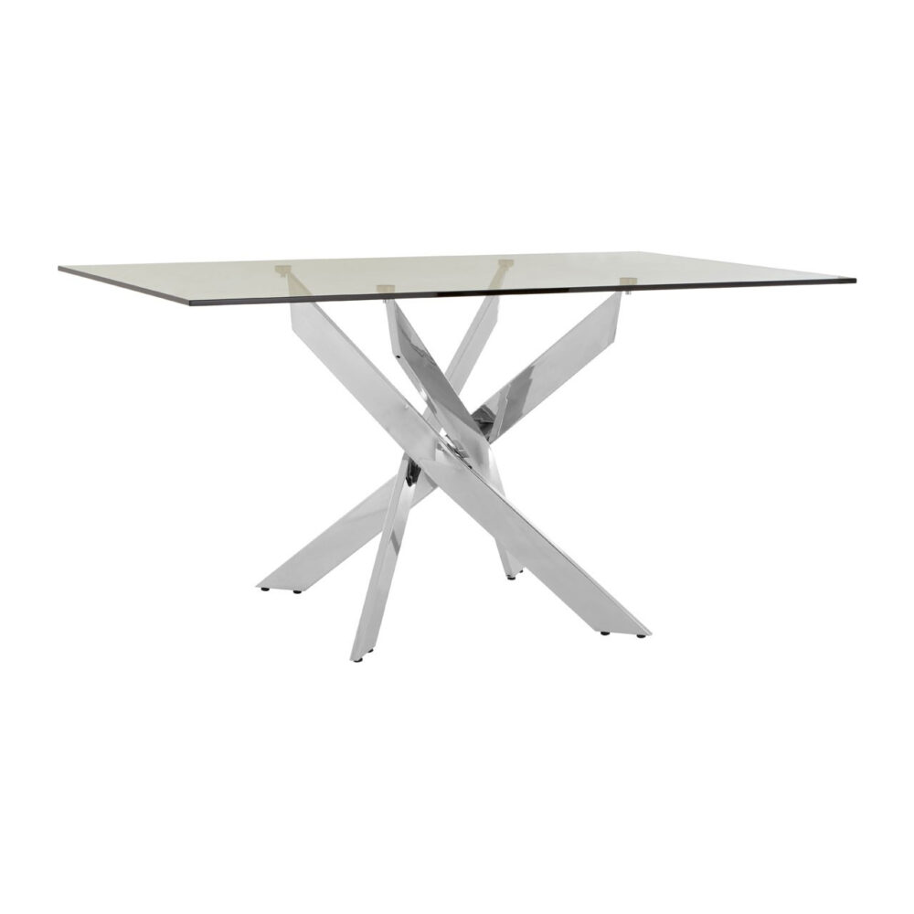 Clear Glass Chrome Dining Table Allure