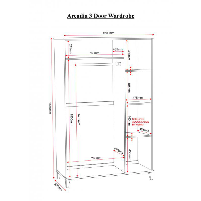 Arcadia White 3 Door Wardrobe | Bedroom Furniture | FADS