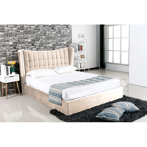 Emperor Cream Suede Bed Ottoman Storage Beds FADS