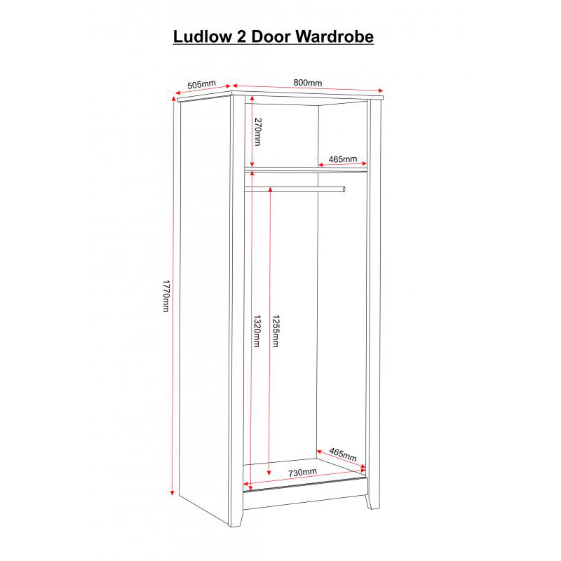 Ludlow Grey Painted 2 Door Wardrobe Wardrobes FADS