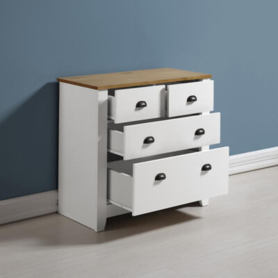 white painted 4 drawer chest open
