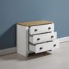 square_ludlow white painted 3 drawer chest open