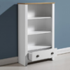 square_ludlow white painted bookcase open