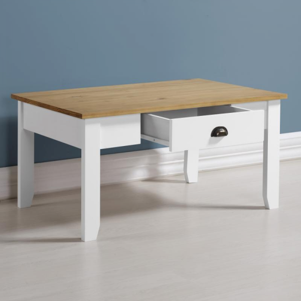 Buy Hampstead White & Oak Large Coffee Table 4 Drawers FADS