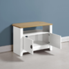 square_ludlow white painted tv unit open